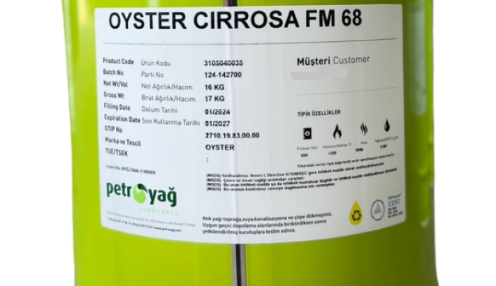 Petroyağ Oyster Cirrosa FM 68/46/32 - Dầu thực phẩm chế biến, không mùi, không màu