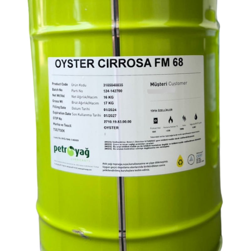 Petroyağ Oyster Cirrosa FM 68/46/32 - Dầu thực phẩm chế biến, không mùi, không màu
