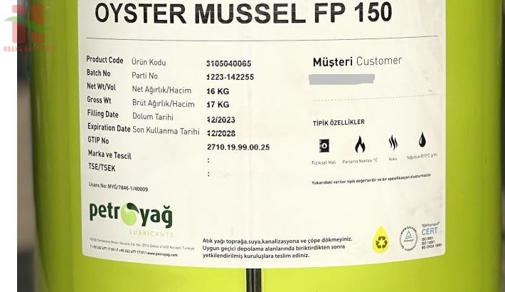 Petroyag Oyster Mussel FP 150 - Dầu bánh răng thực phẩm 