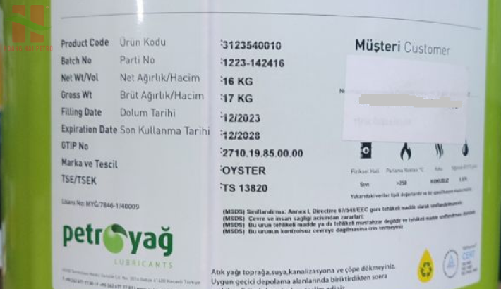 DẦU TRẮNG (White Oil) / DẦU PARAFFIN PETROYAG OYSTER 261 